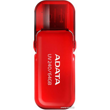 USB2.0 64Gb ADATA UV240 (AUV240-64G-RRD) USB 2.0 Type-A, пластик, раскладной корпус, красный