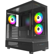 Корпус ATX Без БП Montech XR (MNT-XR-B) (Tempered Glass, 1xUSB 2.0, 1xUSB-A 3.2 5Гбит/с, 3x120mm ARGB, HD Audio+Mic, VGA