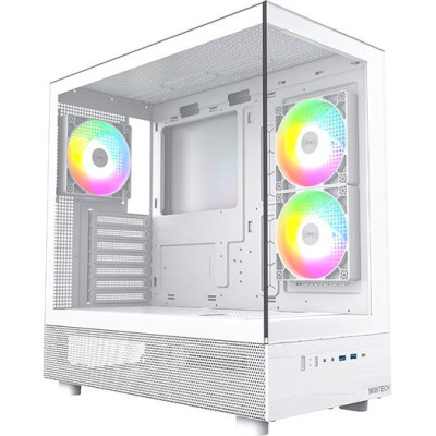 Корпус ATX Без БП Montech XR (MNT-XR-W) (Tempered Glass, 1xUSB 2.0, 1xUSB-A 3.2 5Гбит/с, 3x120mm ARGB, HD Audio+Mic, VGA MAX 420mm, CPU MAX 175mm, пылевые фильтры, паттерн 