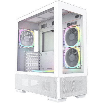 Корпус ATX Без БП Montech SKY TWO (MNT-ST-W) (Tempered Glass, 1xUSB 2.0, 1xUSB-A 3.2 5Гбит/с, 4x120mm ARGB FAN, HD Audio+Mic, VGA MAX 400mm, CPU MAX 168mm, пылевые фильтры) White