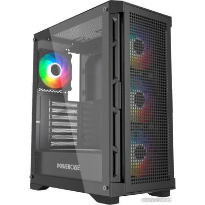 Корпус ATX Без БП Powercase Ultimate Black (CUB-A4) (Tempered Glass, 2xUSB 2.0, 1xUSB-A 3.2 5Гбит/с, 4x120mm ARGB fans, 