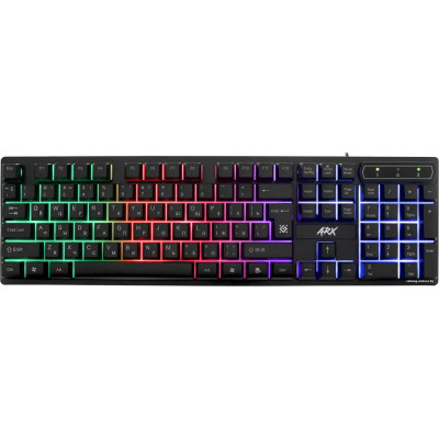 Клавиатура Defender Arx GK-196L (игровая для ПК, мембранная, пластик, интерфейс подключения - USB-A, подсветка, влагозащита, цвет черный) (45196)