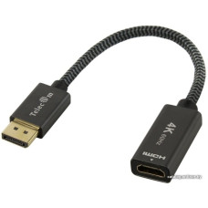 Кабель-переходник DP -- HDMI-F 0.2m , серый металлик, оплетка, 4K@60Hz, Telecom (TA560)