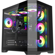 Корпус ATX Без БП GameMax HYPE-A BK (Куб, Tempered Glass, USB3.0*1+1xUSB2.0, HD Audio+Mic, 4x120mm ARGB Fan (FN12A-S8I),