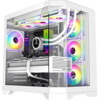 Корпус ATX Без БП GameMax HYPE-A WH (Куб, Tempered Glass, USB3.0*1+1xUSB2.0, HD Audio+Mic, 4x120mm ARGB Fan (FN12A-S8I), V5.0 PWM+ARGB+Remote HUB, VGA MAX 400mm, CPU MAX 157mm, пылевые фильтры) White