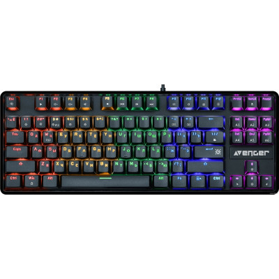 Клавиатура механическая Defender Avenger GK-412 (игровая для ПК, механическая, Outemu Red, ход линейный/тихие, пластик, интерфейс подключения - USB-A, цвет черный) (45410)