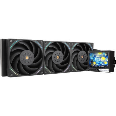 Система водяного охлаждения Thermalright Mjolnir Vision 360 Black ARGB (M-VISION-360-BL-ARGB) / (LGA115X/1200/1700/2011/2066/FM1/FM2/FM2+/AM2/AM2+/AM3/AM3+/AM4/AM5) / LCD Display / 360mm / 3x120mm / Black