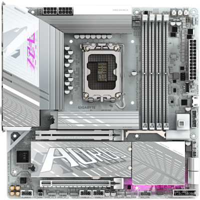MB Gigabyte Z890M AORUS ELITE WIFI7 ICE (Z890M A ELITE WF7 ICE) Soc-1851 (Z890) 2xPCI-Ex16 3xM.2 2.5GbE LAN WiFi 7 BT 5.4 3xARGB+RGB RAID 0/1/5/10 4xDDR5 9200MHz+ Type-C+DP+HDMI(Front) mATX White RTL