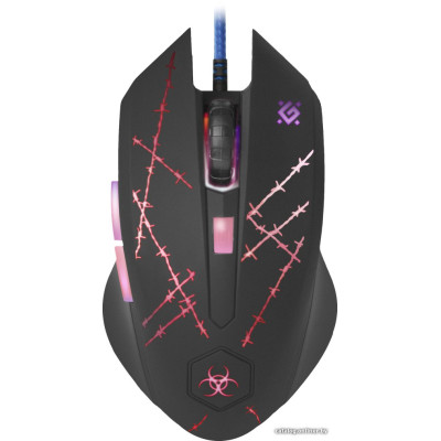 Мышь Defender Forced GM-020L (52020) (полноразмерная игровая мышь для ПК, проводная USB, сенсор оптический 3200 dpi, 6 кнопок, колесо с нажатием, коврик в комплекте, цвет черный/цветной принт)