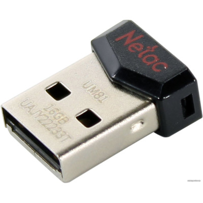USB2.0 16Gb Netac UM81 (NT03UM81N-016G-20BK) (без колпачка, пластик, цвет черный )