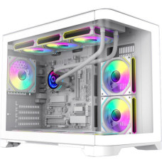 Корпус MicroATX Без БП GameMax HYPE-M WH (Куб, Tempered Glass, USB3.0*1+2xUSB2.0, HD Audio+Mic, 3x120mm ARGB Fan (FN12A-
