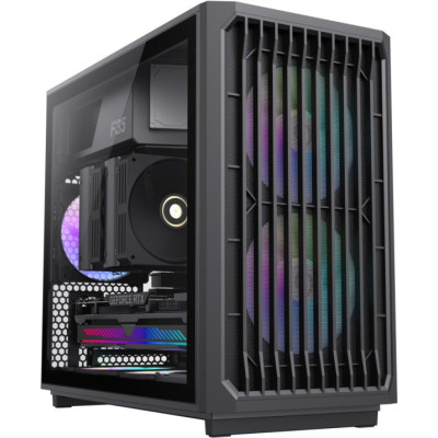 Корпус MicroATX Без БП GameMax F35 BW (Tempered Glass(Plastic+ Dust Mesh+Woodgrain Decoration), USB3.0*2+TYPE-C(GEN2), Combo Audio 3*120MM ARGB PWM Fan(FN12A-S5), V5.0 ARGB PWM HUB, VGA MAX 350mm, CPU MAX 169mm, пылевые фильтры) Black