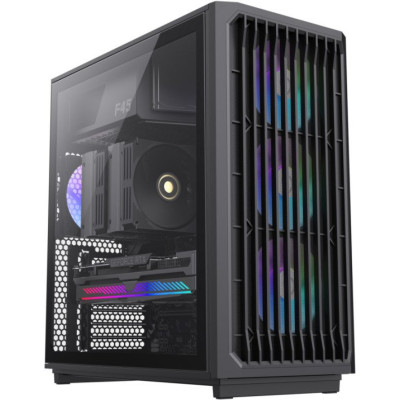 Корпус ATX Без БП GameMax F45 BK (BW) (Tempered Glass(Plastic+ Dust Mesh+Woodgrain Decoration), USB3.0*2+TYPE-C(GEN2), Combo Audio 4*120MM ARGB PWM Fan(FN12A-S5), V5.0 ARGB PWM HUB, VGA MAX 350mm, CPU MAX 169mm, пылевые фильтры) Black