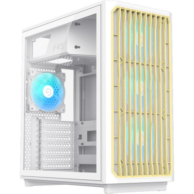 Корпус ATX Без БП GameMax F45 WW (Tempered Glass(Plastic+ Dust Mesh+Woodgrain Decoration), USB3.0*2+TYPE-C(GEN2), Combo Audio 4*120MM ARGB PWM Fan(FN12A-S5), V5.0 ARGB PWM HUB, VGA MAX 350mm, CPU MAX 169mm, пылевые фильтры) White