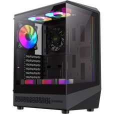 Корпус ATX Без БП GameMax Vista COC BK (AB) (Куб, Tempered Glass, USB3.0*1+1xUSB2.0 +1x Type-C (U2), FN12A-SQ2*4-ARGB, F
