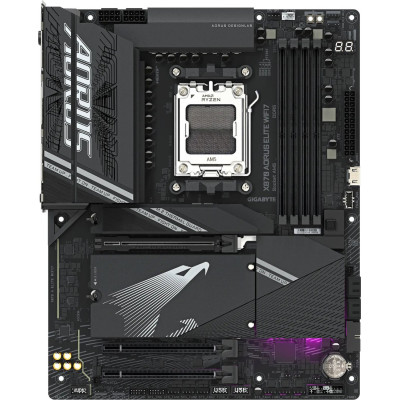 MB Gigabyte X870 AORUS ELITE WIFI7 (X870 A ELITE WIFI7) Soc-AM5 (X870) 3xPCI-Ex16 4xM.2 2.5GbE LAN WiFi 6 BT 5.4 3xARGB+RGB RAID 0/1/10 4xDDR5 8200MHz+ HDMI+2xType-C+HDMI(Front) ATX RTL