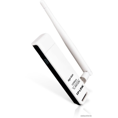 Wi-Fi Сетевой USB-адаптер TP-Link TL-WN722N (USB 2.0 Type-A, 802.11n (Wi-Fi 4), до 150 Mbps, 802.1X, антенна 4 dBi, цвет белый/черный), RTL