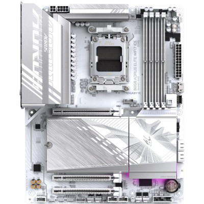 MB Gigabyte B850 AORUS ELITE WIFI7 ICE (B850 A ELITE WF7 ICE) Soc-AM5 (B850) 3xPCI-Ex16 3xM.2 2.5GbE LAN WiFi 7 BT 5.4 3xARGB+RGB RAID 0/1/10 4xDDR5 8200MHz+ DP+HDMI(front) ATX White RTL