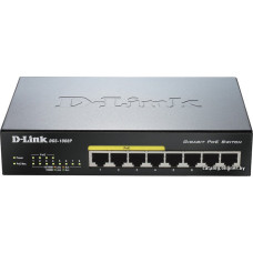 Коммутатор D-Link DGS-1008P/F3A (неуправляемый, с 4PoE+ 60W, настольный/стоечный, матрица 16 Гбит/с, 11.9 Mpps, 8xGbit)
