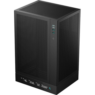 Корпус MicroATX Без БП Deepcool CH170 Digital (R-CH170-BKNPI0D-G-1) (Mesh сетка, 2xUSB-A 3.2 5Гбит/с, 1xUSB-C 3.2 10Гбит/с, HD Audio+Mic, VGA MAX 305mm, CPU MAX 172mm, пылевые фильтры) Black
