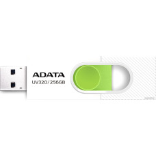 USB3.2 256Gb ADATA UV320 (AUV320-256G-RWHGN) USB 3.2 Type-A, пластик, выдвижной разъем, черный/зеленый