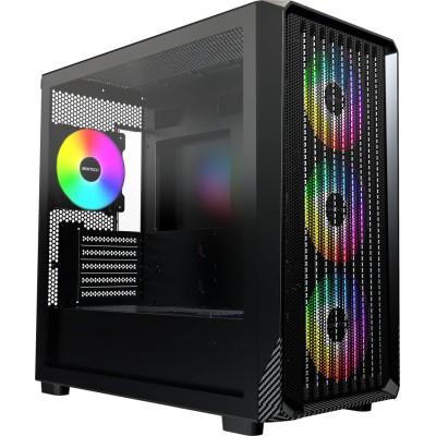 Корпус MicroATX Без БП Montech X5M (MNT-X5M-B) (Tempered Glass, 1xType-C, 2xUSB-A 3.2 5Гбит/с, 3x120mm ARGB, 1x140mm ARGB, HD Audio+Mic, VGA MAX 405mm, CPU MAX 230mm, пылевые фильтры) Black
