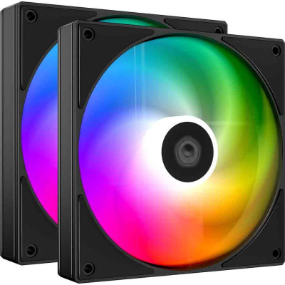 Вентилятор 140mm ID-Cooling AS-140-ARGB-K DUET (НАБОР 2 в 1) 140x140x25мм (4Pin PWM, 27.2дБ, 300-2000об/мин) Black