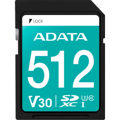 SDXC 512 Gb ADATA Premier Pro (ASDX512GUI3V30S-R) (512ГБ, класс 10, UHS-I (класс U3), чтение: 95 МБ/с)