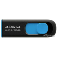 USB3.0 512Gb ADATA UV128 (AUV128-512G-RBE) пластик, выдвижной разъем, черный/голубой