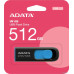 USB3.0 512Gb ADATA UV128 (AUV128-512G-RBE) пластик, выдвижной разъем, черный/голубой