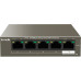 Коммутатор TENDA 5-port TEF1105P-4-38W (неуправляемый, настольный, матрица 1 Гбит/с, 0.74 Mpps, 5x100Mbit, PoE, бюджет 35 Вт)