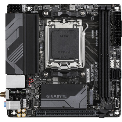 MB Gigabyte B650I AX Soc-AM5 (B650) PCI-Ex16 M.2 2.5GbE LAN Wi-Fi 6E BT 5.3 ARGB+RGB 2xDDR5 6400MHz+ DP+HDMI mini-ITX RTL