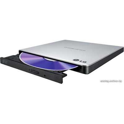 Внешний привод DVD+/-RW LG (GP57ES40.AHLE10B) (DVD Multi, внешний Slim, интерфейс USB-A, толщина 14 мм, цвет серебристый) (RTL)