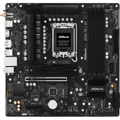 MB ASRock B860M PRO-A WIFI Soc-1851 (B860) PCI-Ex16 PCI-Ex4 3xM.2+M.2(Wi-Fi/BT) 2.5GbE LAN WiFi 6E BT 5.3 3xARGB+RGB RAID 0/1/5/10 4xDDR5 8666MHz+ HDMI+DP mATX RTL