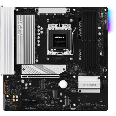 MB ASRock B850M PRO RS Soc-AM5 (B850) PCI-Ex16 PCI-Ex4 3xM.2+M.2(Wi-Fi/BT) 2.5GbE LAN 3xARGB+RGB RAID 0/1/10 4xDDR5 8000MHz+ HDMI+DP mATX RTL
