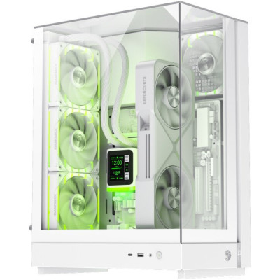 Корпус MicroATX Без БП GameMax Infinity T20 WH (Куб,Tempered Glass, USB3.0*1+1xTYPE-C(GEN2),Combo Audio, 3x120mm ARGB Fan, VGA MAX 382mm, CPU MAX 160mm, пылевые фильтры, Форм-фактор БП SFX) White