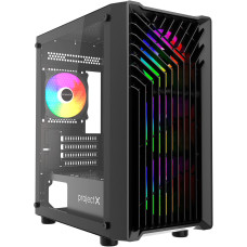 Корпус MicroATX Без БП Project X Hawk (Tempered Glass, 2xUSB-A 3.2 5Гбит/с, 4x120mm NO FAN , HHD Audio+Mic, 2x3.5