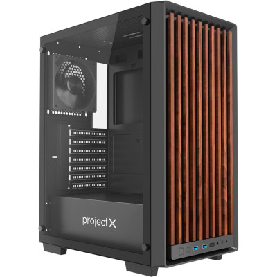 Корпус ATX Без БП Project X Siberia (Tempered Glass, 2xUSB-A 3.2 5Гбит/с, 4x120mm BLACK SILENT FAN 4pin PWM, HD Audio+Mic, 1x3.5