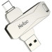 USB3.2 64Gb Netac U782C (NT03U782C-064G-32PN) (Type-A/Type-C (5 Гбит/сек), раскладной корпус, металл, скорость 110/30 МБ/с, цвет серебристый)