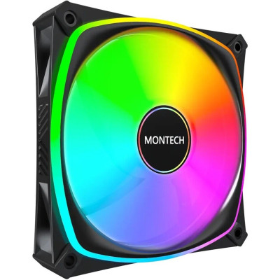 Вентилятор 120mm Montech AX120 PRO ARGB PWM (MNT-AX120PRO-B) (60шт./кор, 4pin PWM,   120x120x25mm HDB, 800-1600rpm) Black