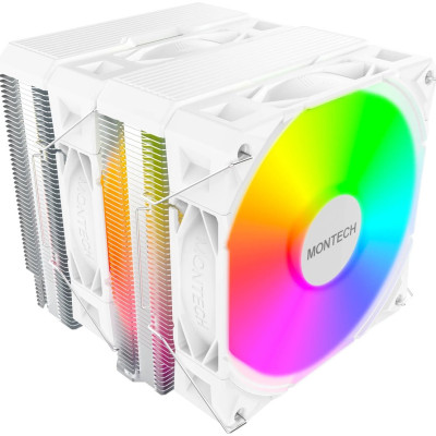 Кулер Montech NX600 ARGB White LGA115X/1200/1700/1851,AM4/AM5 (9шт/кор, 4Pin PWM & ARGB 5V3Pin, 6 тепл.трубок + медная база, 2*FAN 120mm, 800~2000RPM (±10%), 34.17dBA) RET