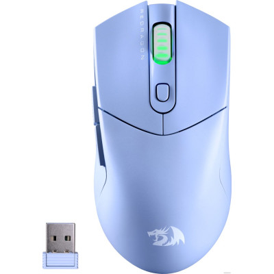 Мышь беспроводная Redragon ST4R Pro (72267) (полноразмерная игровая мышь, проводная USB Type-A/беспроводная Bluetooth/беспроводная радио, сенсор оптический 26000 dpi, 7 кнопок, колесо с нажатием, цвет голубой)