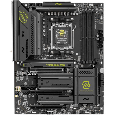 MB MSI MAG B850 TOMAHAWK MAX WIFI Soc-AM5 (B850) 3xPCI-Ex16 4xM.2 5GbE LAN WiFi 7 BT 5.4 3xARGB+RGB RAID 0/1/10 4xDDR5 8400MHz+ HDMI mATX RTL (ТОЛЬКО В СОСТАВЕ ПЭВМ)