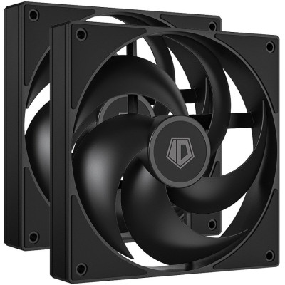 Вентилятор 140mm ID-Cooling AS-140-K DUET (НАБОР 2 в 1) (60шт./кор, PWM, 140x140x25мм, резиновые углы, черный, 300-1800об/мин, супертихий) BOX